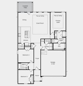 Structural options added include: covered patio and 12" pop up ceiling in gathering room and owner's suite