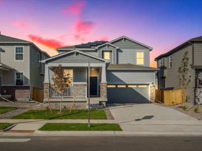 The Snowberry floorplan exterior image taken at a Meritage Homes community in Brighton, CO.