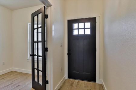 Foyer entrance featuring light wood-type flooring