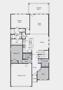 Structural options added: Study in place of flex, and bed5 with bath 3 in place of tandem garage.