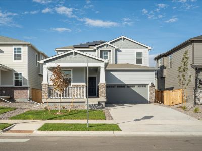 The Snowberry floorplan exterior image taken at a Meritage Homes community in Brighton, CO.