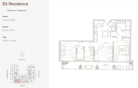 New construction Condo house 4011 Salzedo St, Coral Gables, FL 33146 plan 2 Bedroom / 2 Bathroom - image