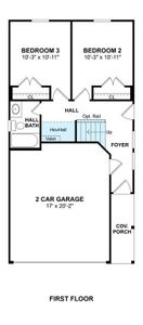 The Carter floor plan by K. Hovnanian Homes. 1st Floor shown. *Prices, plans, dimensions, features, specifications, materials, and availability of homes or communities are subject to change without notice or obligation.