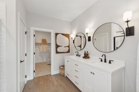 Primary bath with matte black fixtures