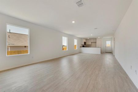 Unfurnished living room with light hardwood / wood-style floors