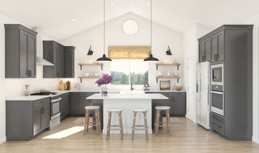 Kitchen with pendant lighting