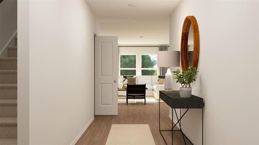 Hallway featuring wood-type flooring