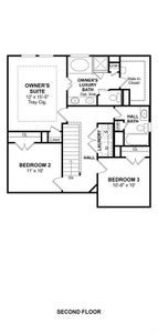 The Carlisle II floor plan by K. Hovnanian® Homes. 2nd Floor shown. *Prices, plans, dimensions, features, specifications, materials, and availability of homes or communities are subject to change without notice or obligation.