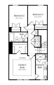 Structural options include: full bath on first floor, modern linear fireplace in gathering room, shower ledge in owner's bath.