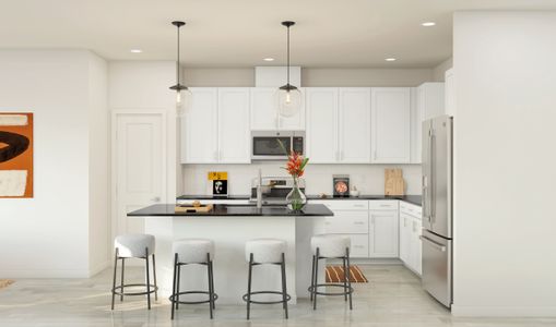 Kitchen with pendant lighting