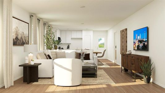 Living room with light hardwood / wood-style flooring