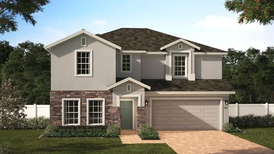 Newcastle Stone Elevation 2 | Harrell Oaks in Orlando, FL by Landsea Homes