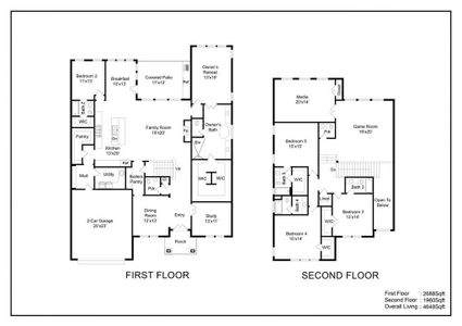 Floorplan of first and second floors.