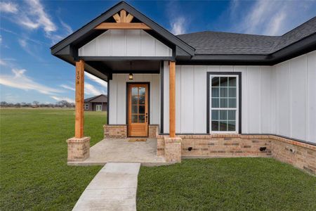 Entry with covered patio.