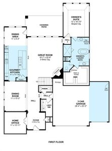 The Arthur floor plan by K. Hovnanian Homes. 1st Floor shown. *Prices, plans, dimensions, features, specifications, materials, and availability of homes or communities are subject to change without notice or obligation.