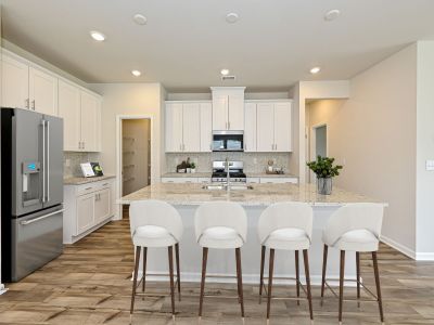 The large kitchen island makes entertaining easy.