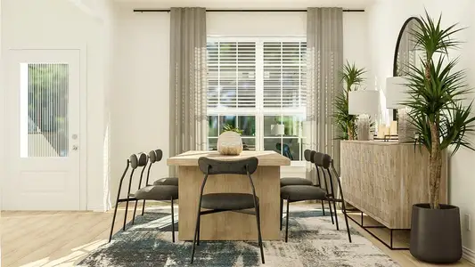 Living area with light hardwood / wood-style floors