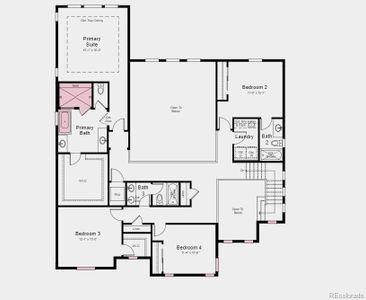 Structural options include: Bedroom with bath on first floor,  8'x12' sliding glass door; center-meet sliders, modern 42" fireplace at gathering room, owner's bath configuration 5 (shower & freestanding tub), and unfinished basement.