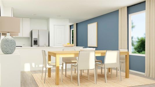 Dining room with light hardwood / wood-style floors