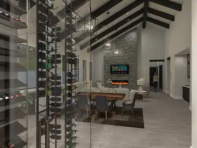 Rendering of the interior with the proposed builder plans.