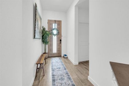 Foyer featuring light hardwood / wood-style flooring