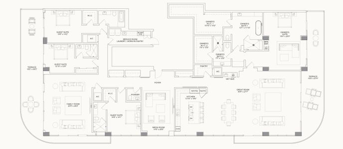 New construction Condo house 151 N Seabreeze Blvd, Fort Lauderdale, FL 33304 plan Penthouse One South Tower - image