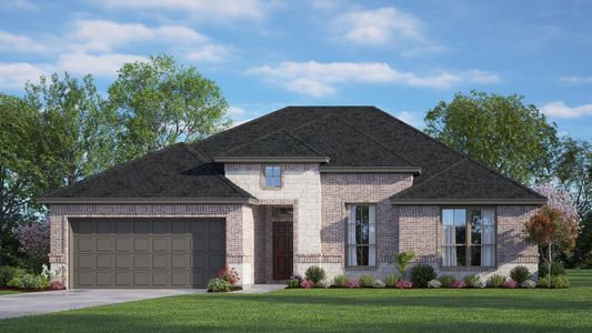 Elevation A with Stone | Concept 2027 at Abe's Landing in Granbury, TX by Landsea Homes