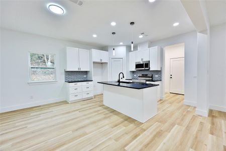 Modern kitchen with center island.