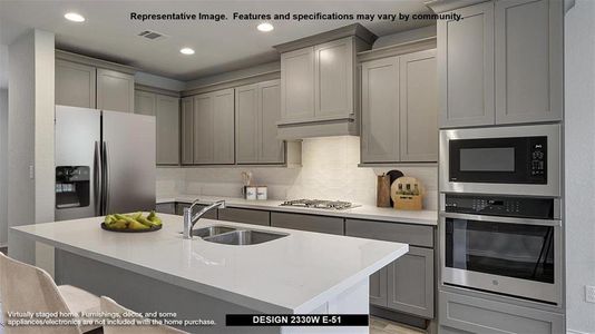 Kitchen with backsplash, gray cabinets, stainless steel appliances, and sink