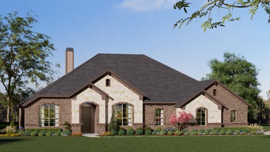 Elevation A with Stone | Concept 3141 at Hidden Creek Estates in Van Alstyne, TX by Landsea Homes