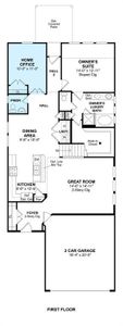 The Rochester floor plan by K. Hovnanian® Homes. 1st Floor shown. *Prices, plans, dimensions, features, specifications, materials, and availability of homes or communities are subject to change without notice or obligation.