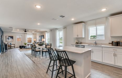 View of main living areas from kitchen