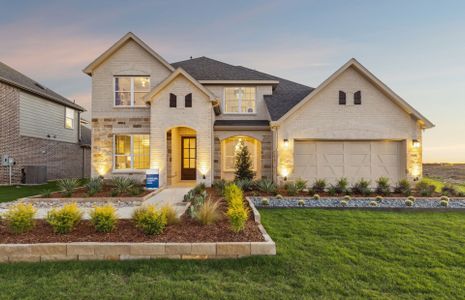 The Lawson exterior with stone accents and covered front porch