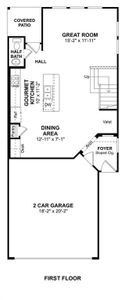 The Naples floor plan by K. Hovnanian Homes. 1st Floor shown. *Prices, plans, dimensions, features, specifications, materials, and availability of homes or communities are subject to change without notice or obligation.