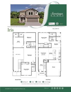 The Iris floor plan features 4 bedrooms, 3 full baths, 1 half bath, and over 2,400 square feet of living space.