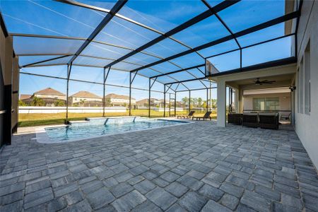 Tons of space on paver lanai with covered sitting area