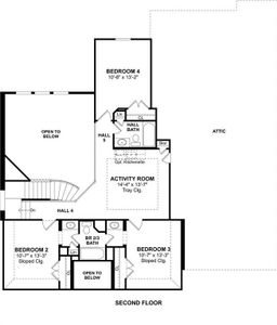 The Louise floor plan by K. Hovnanian® Homes. 2nd Floor shown. *Prices, plans, dimensions, features, specifications, materials, and availability of homes or communities are subject to change without notice or obligation.