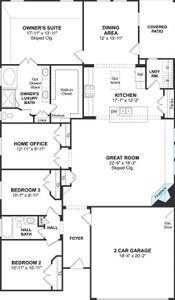 The Juniper floor plan by K. Hovnanian® Homes. 1st Floor shown. *Prices, plans, dimensions, features, specifications, materials, and availability of homes or communities are subject to change without notice or obligation.