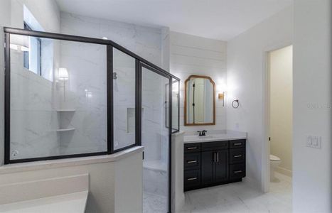 Master Bath, large walk-in shower with bench