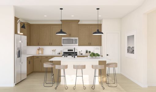 Kitchen with pendant lights