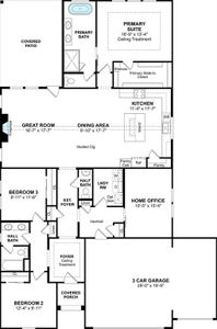 The Tacoma II floor plan by K. Hovnanian Homes. 1st Floor shown. *Prices, plans, dimensions, features, specifications, materials, and availability of homes or communities are subject to change without notice or obligation.