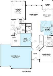 The Walton II floor plan by K. Hovnanian® Homes. 1st Floor shown. *Prices, plans, dimensions, features, specifications, materials, and availability of homes or communities are subject to change without notice or obligation.