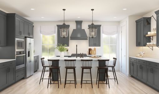 Kitchen with center island and pendant lighting