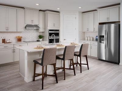 Kitchen of the Jasmine floorplan modeled at Salt Meadows.