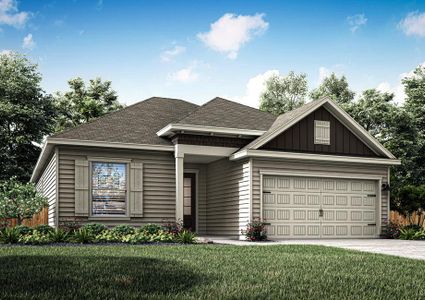 Rendering of the 3-bedroom Bowie plan with a two-car garage.