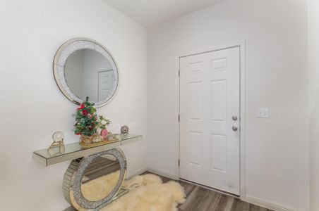 Foyer entrance featuring dark hardwood / wood-style flooring