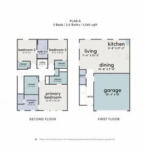 Floor plan A has first floor living with all bedroom upstairs.