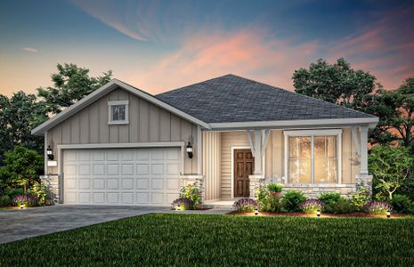 The Burnet, a one-story home with 2-car garage, shown with Home Exterior 40