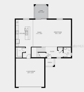 First Floor Plan - Structural options added include: extended kitchen cabinets, loft on second floor, and covered outdoor lanai