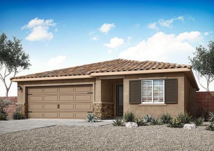 This beautiful home has brick detailing and elegant shutters.